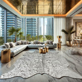 SILVER | FREE FORM HIDE RUG - area rug - KAYMANTA | Luxury Rug Makers