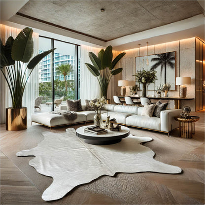 WHITE | FREE FORM HIDE RUG - area rug - KAYMANTA | Luxury Rug Makers